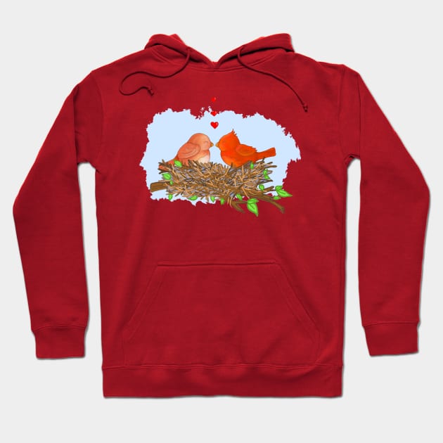 Cardinal Love Birds Hoodie by Julie Townsend Studio